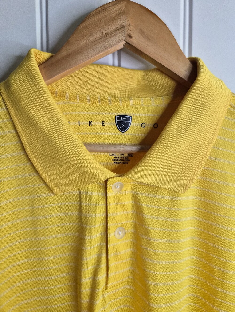 3XL Nike Golf Yellow Striped Dri Fit Polo Casual Travel Activewear PGA Money Dad